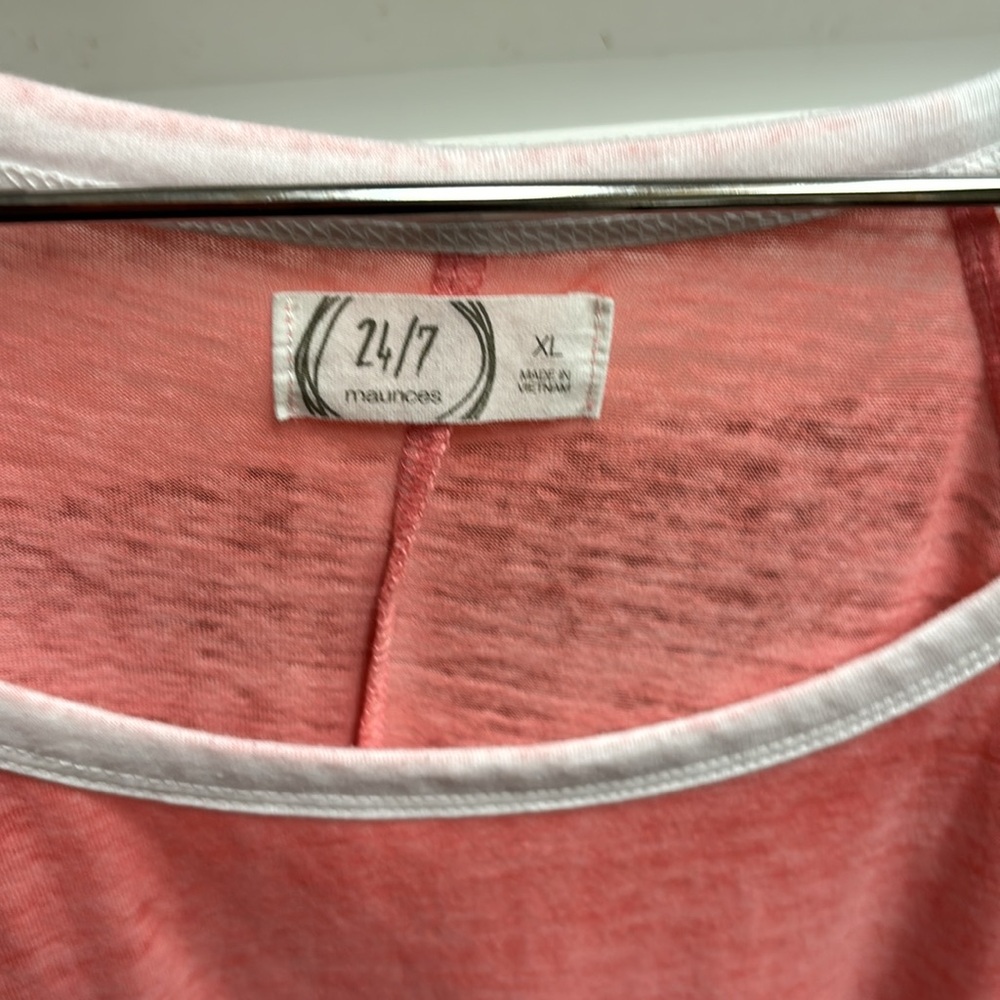 Short sleeve coral color white shoulders shirt - Picture 3 of 3